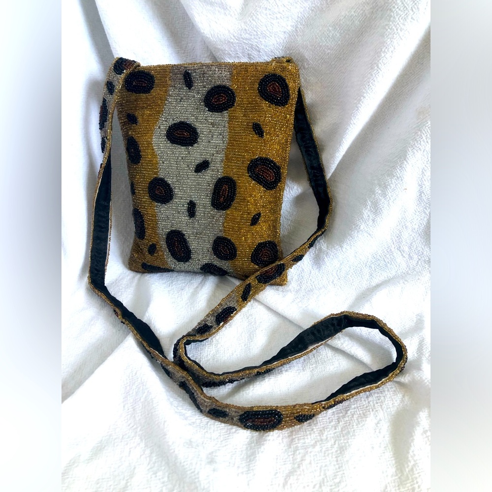 Y&S Original Beaded Leopard Crossbody Bag